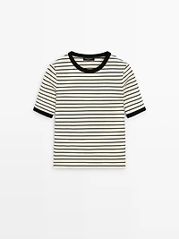 T-shirt à manches courtes rayures contrastantes
