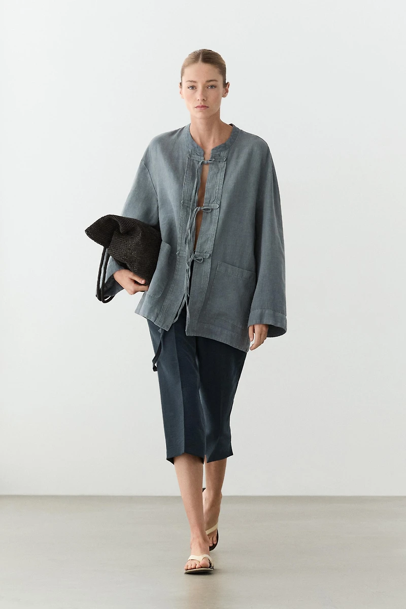 Kimono en 100 % lin à nouer