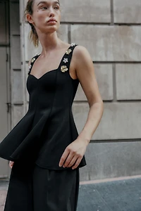 STRETCH PEPLUM TOP