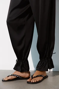 STRIPED TIED BALLOON PANTS