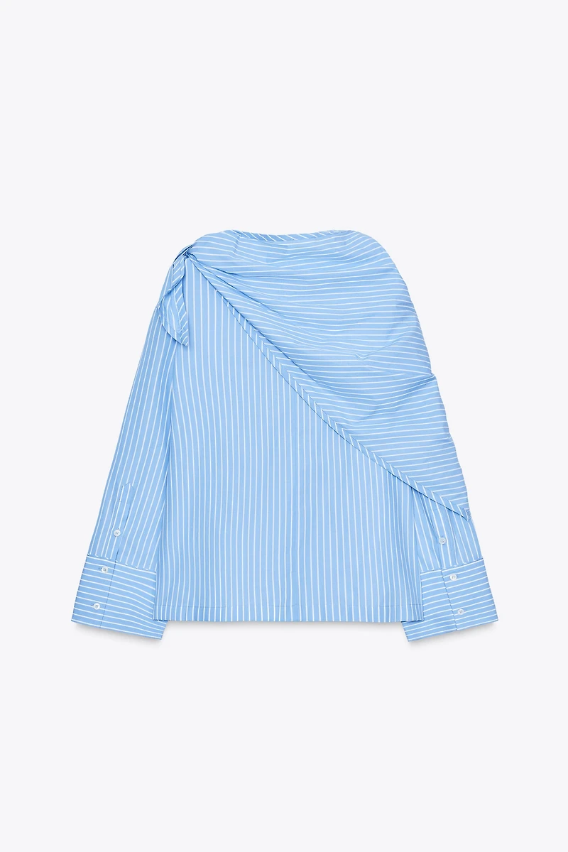 ZW COLLECTION STRIPED MULTI-POSITION SCARF SHIRT