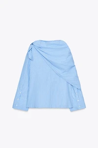 ZW COLLECTION STRIPED MULTI-POSITION SCARF SHIRT