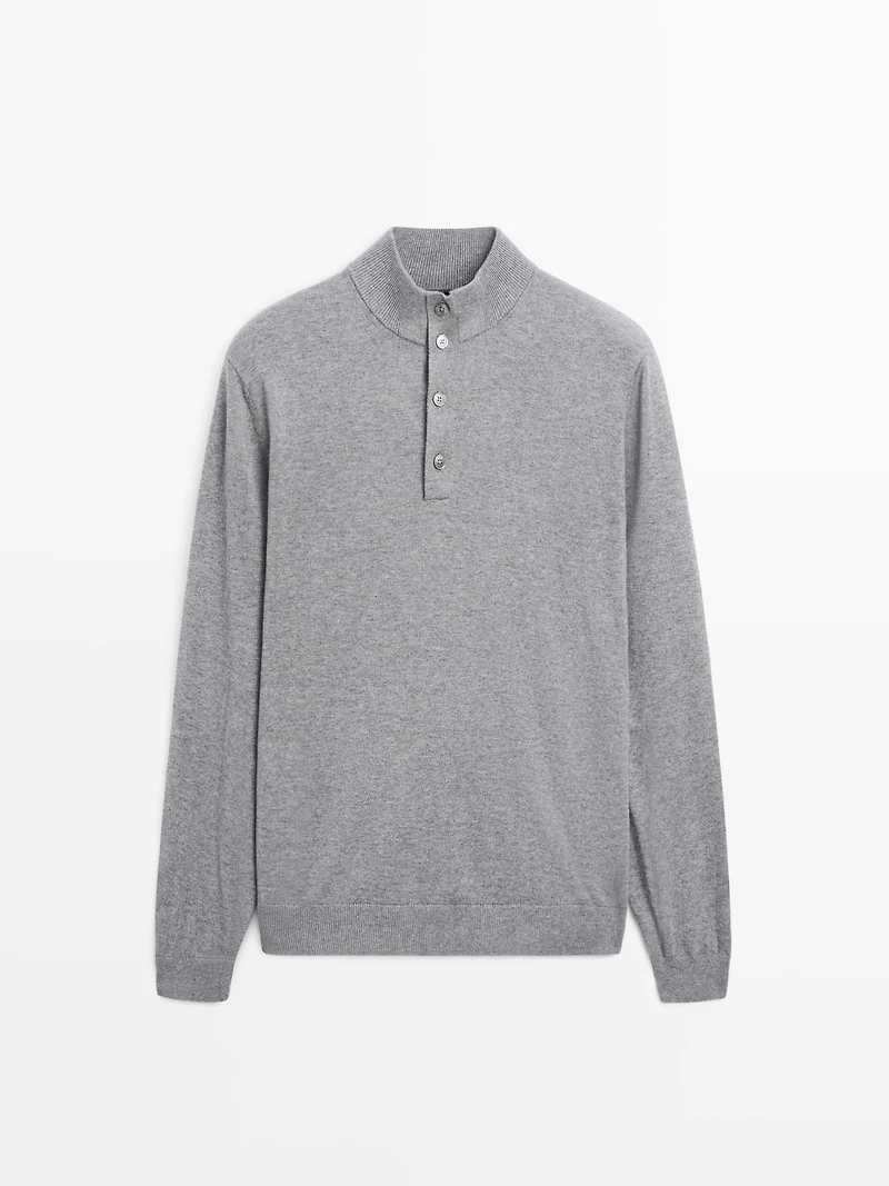 Pull en maille à col camionneur boutonné