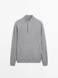 Pull en maille à col camionneur boutonné