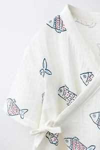 FISH PRINT WRAP ROMPER