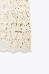 SHORT SLEEVE POINTELLE KNIT TOP