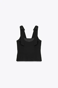 BOW DETAIL STRETCH TOP