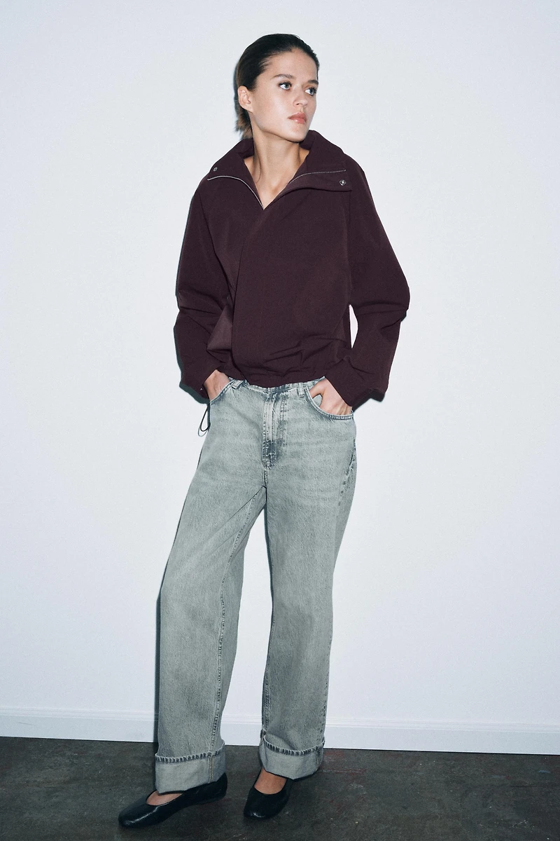 BLOUSON BOMBER OVERSIZE À FERMETURE ÉCLAIR