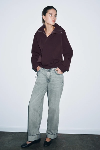 BLOUSON BOMBER OVERSIZE À FERMETURE ÉCLAIR