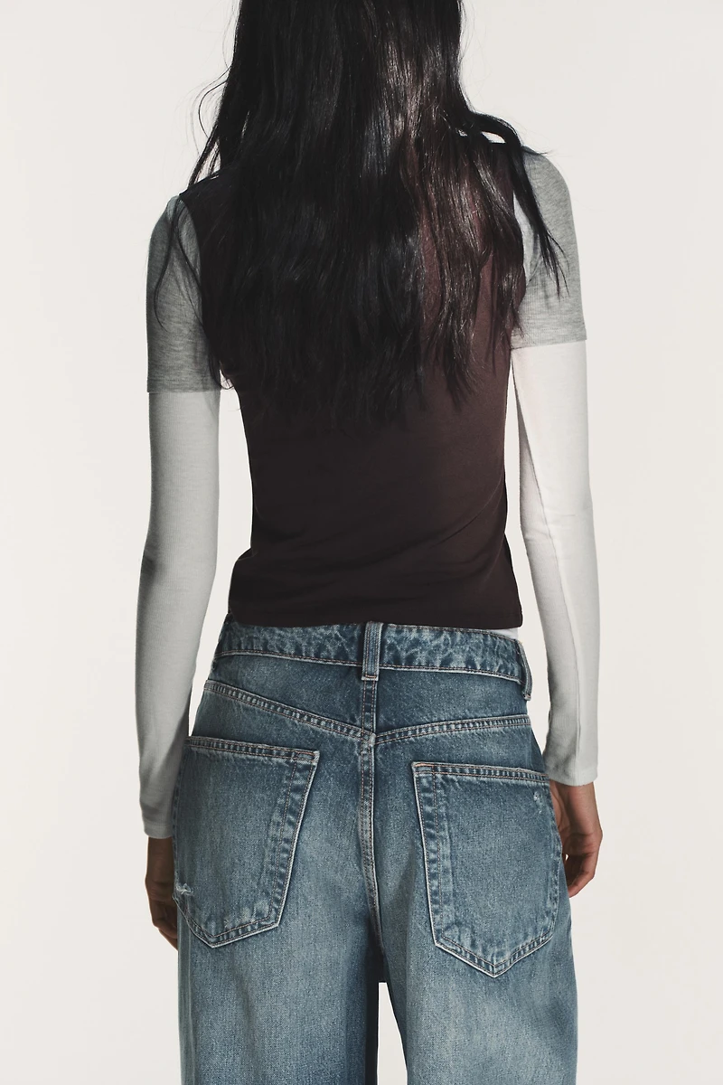 LONG SLEEVE TRIPLE EFFECT T-SHIRT