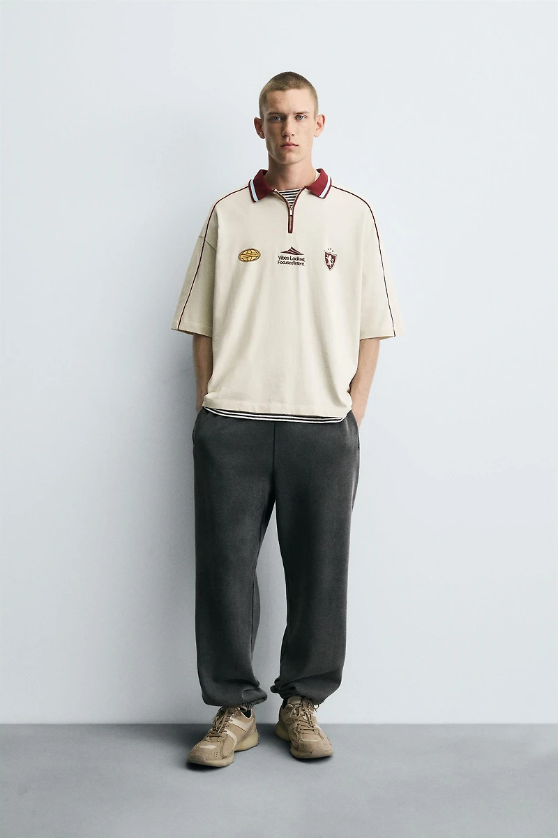 RETRO SOCCER PRINT POLO SHIRT