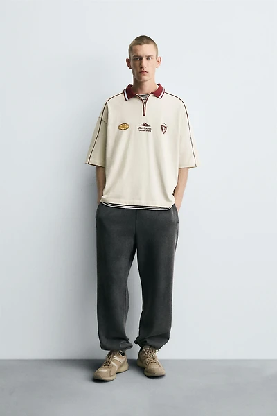 RETRO SOCCER PRINT POLO SHIRT