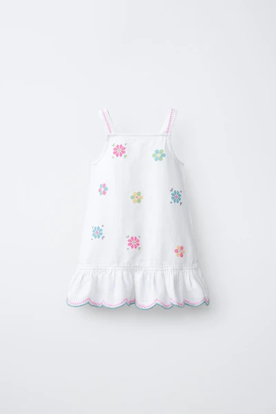 CROSS-STITCH FLORAL TWILL DRESS