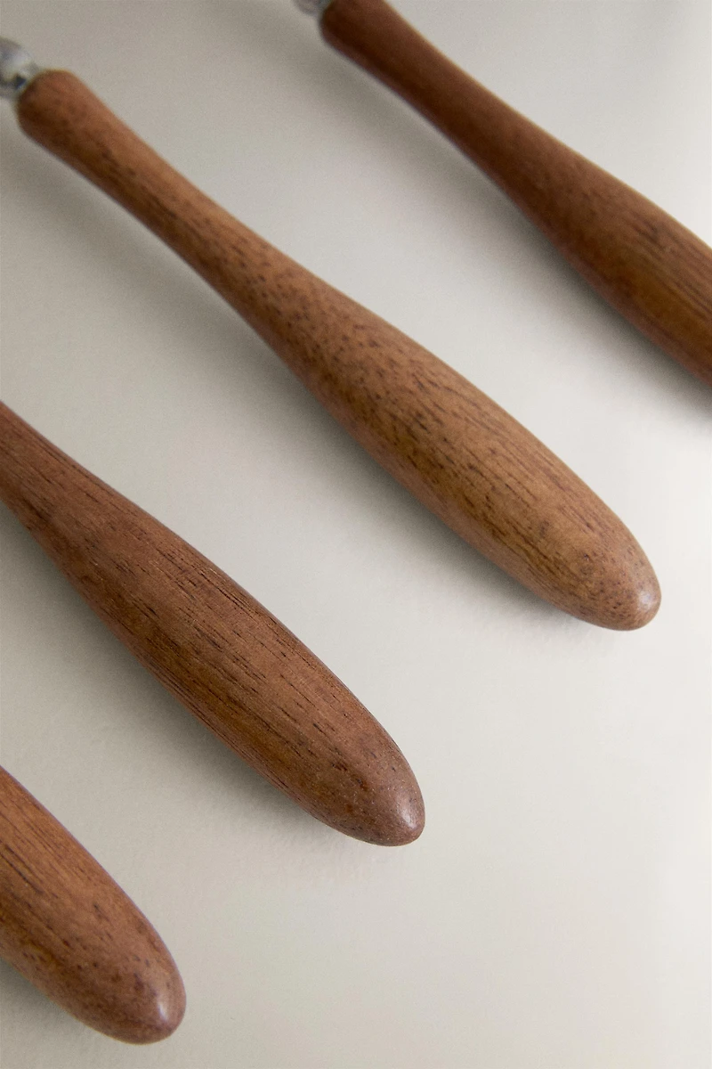 ACACIA WOOD HANDLE FLATWARE SET (SET OF 4)