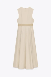 ROBE MIDI EN POPELINE AVEC CEINTURE