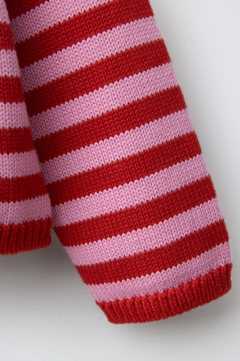 STRIPED HEART CARDIGAN