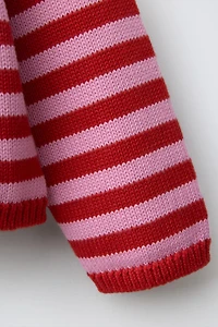 STRIPED HEART CARDIGAN