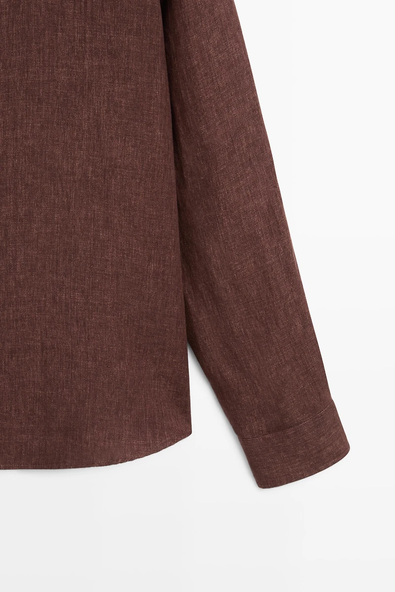 Chemise regular fit 100 % lin à boutons