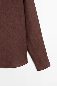 Chemise regular fit 100 % lin à boutons