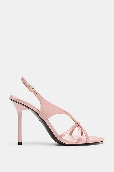 SATIN EFFECT HEELED SANDALS