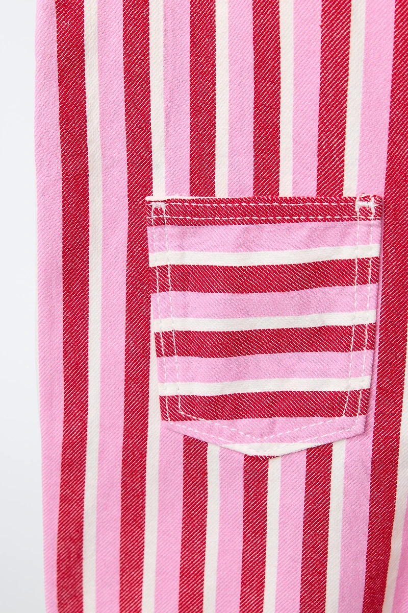 LONG STRIPED TWILL OVERALLS