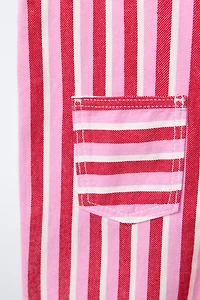 LONG STRIPED TWILL OVERALLS