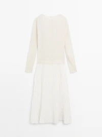 Long contrast pleated dress