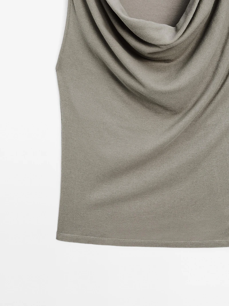 Top encolure drapée 100 % coton