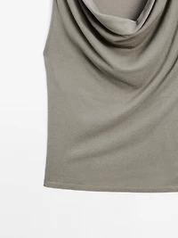 Top encolure drapée 100 % coton