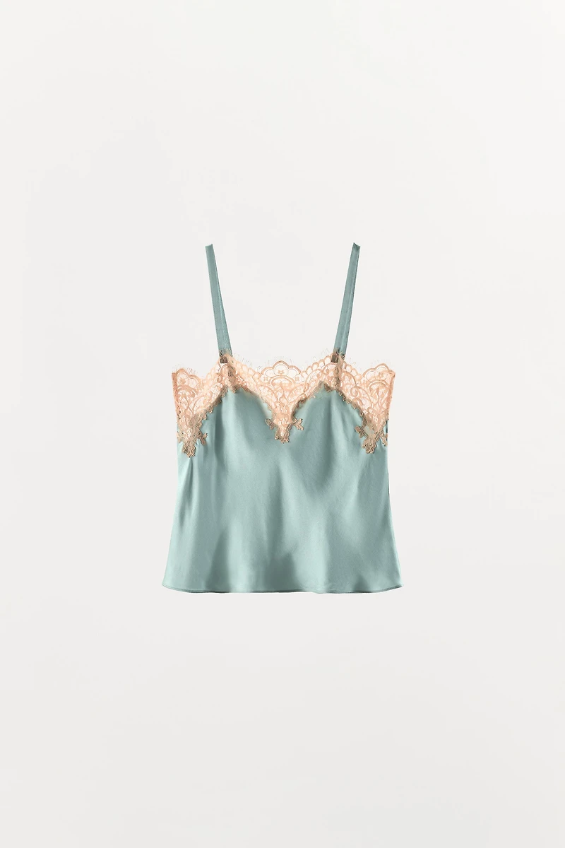 SATIN EFFECT LACE CAMISOLE