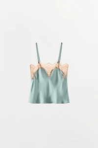 SATIN EFFECT LACE CAMISOLE