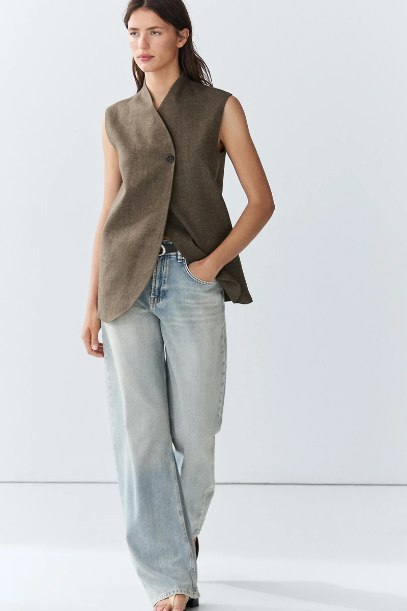 Linen melange waistcoat