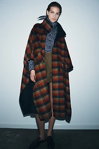 PLAID WOOL CAPE ZW COLLECTION LIMITED EDITION