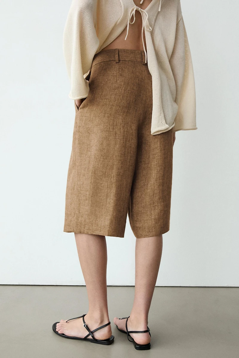 Melange linen suit Bermuda shorts