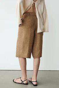 Melange linen suit Bermuda shorts