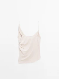 100% cotton top with asymmetric neckline