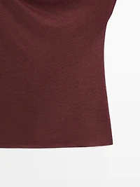 Top asymétrique drapé en lin mélangé