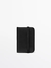 Nappa leather card holder with flap