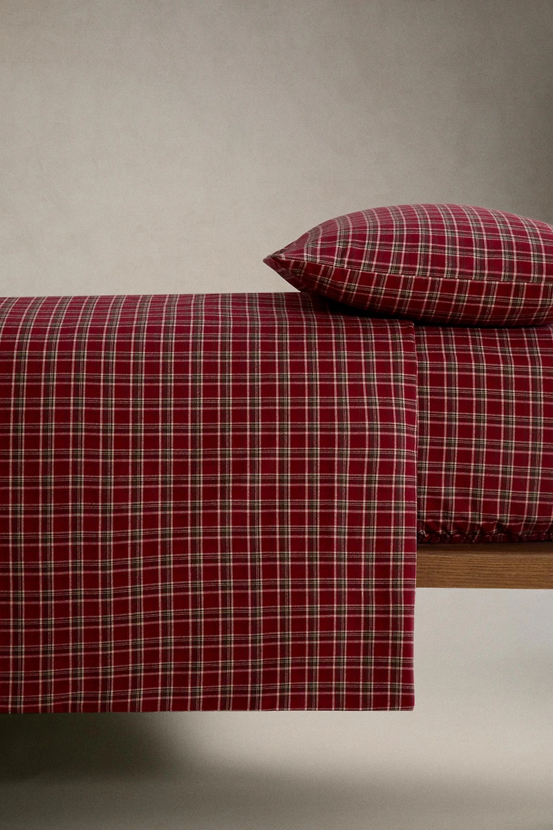 CHRISTMAS RED CHECK FLANNEL DUVET COVER