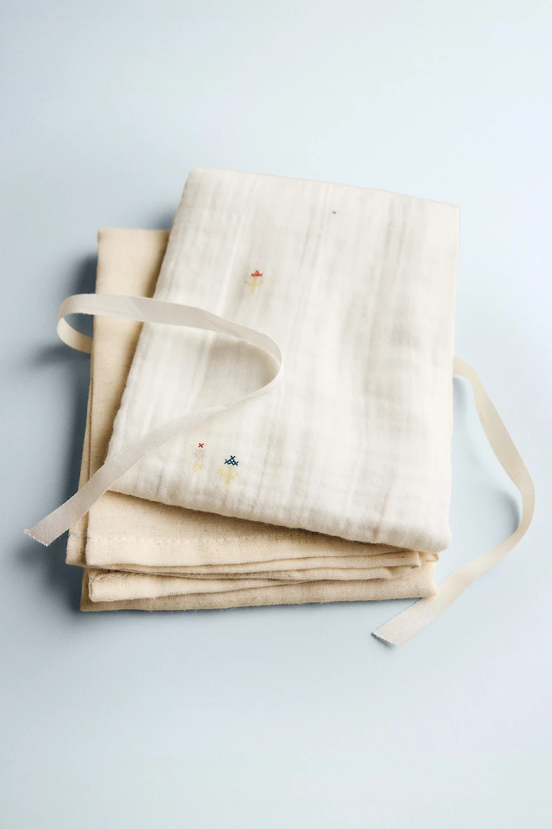 EMBROIDERED BABY MUSLIN CLOTHS (PACK OF 2)