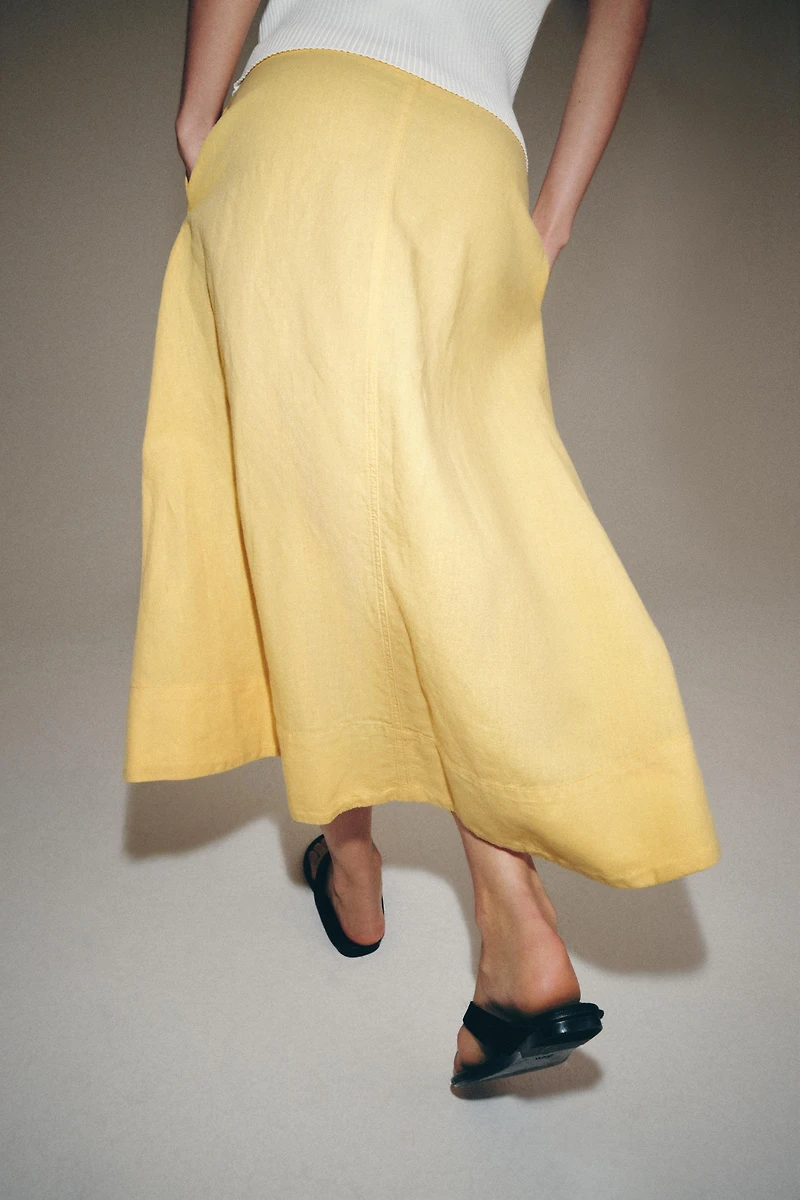 ZW COLLECTION LINEN BLEND MIDI SKIRT