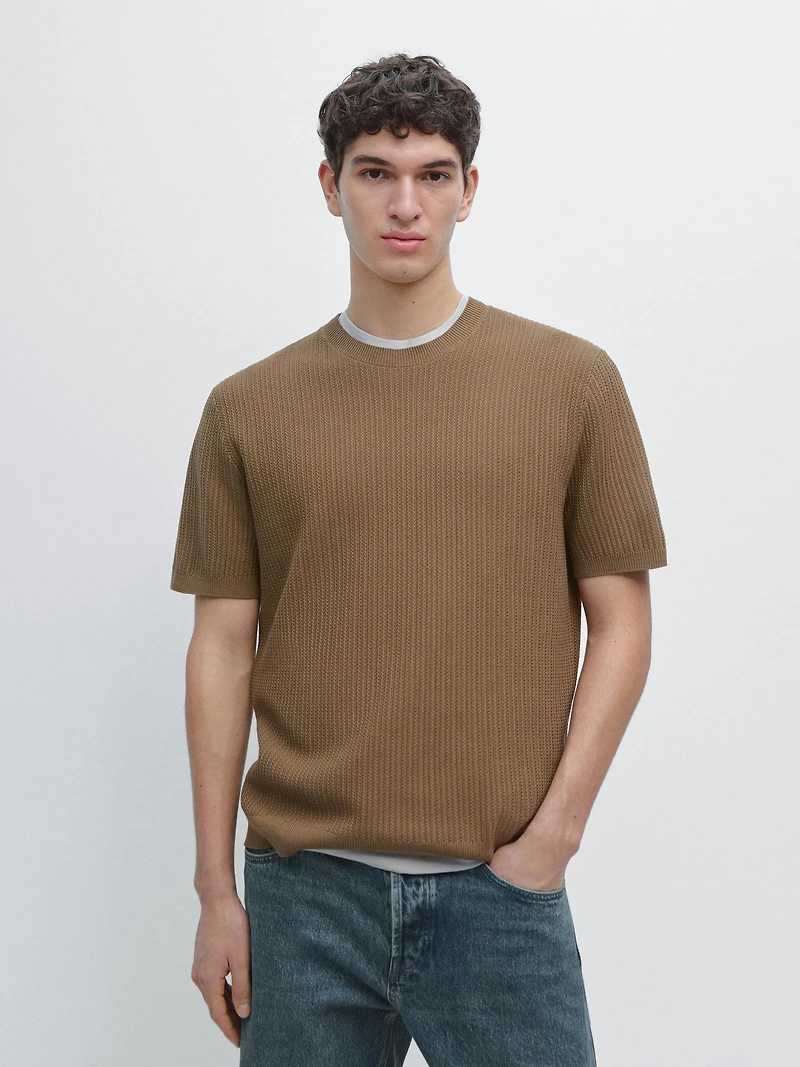 Short sleeve cotton knit T-shirt