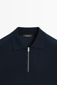 Polo zippé en mélange de laine