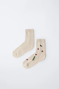 EMBROIDERED WOOL SOCKS