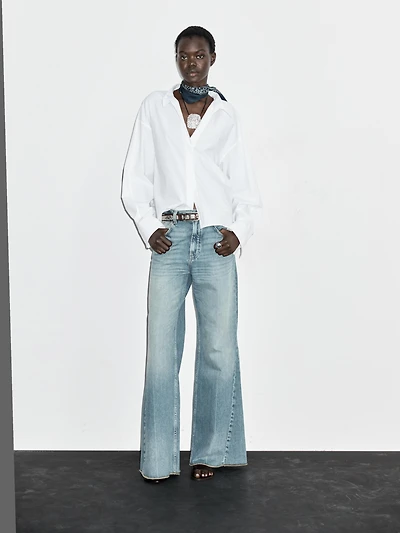 Loose-fitting 100% cotton poplin shirt