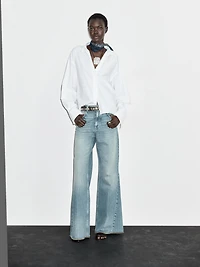 Loose-fitting 100% cotton poplin shirt