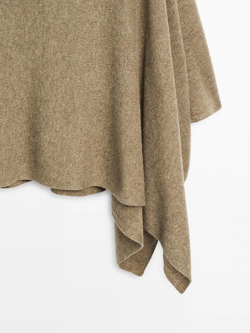100% wool asymmetric knit cape