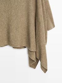 100% wool asymmetric knit cape