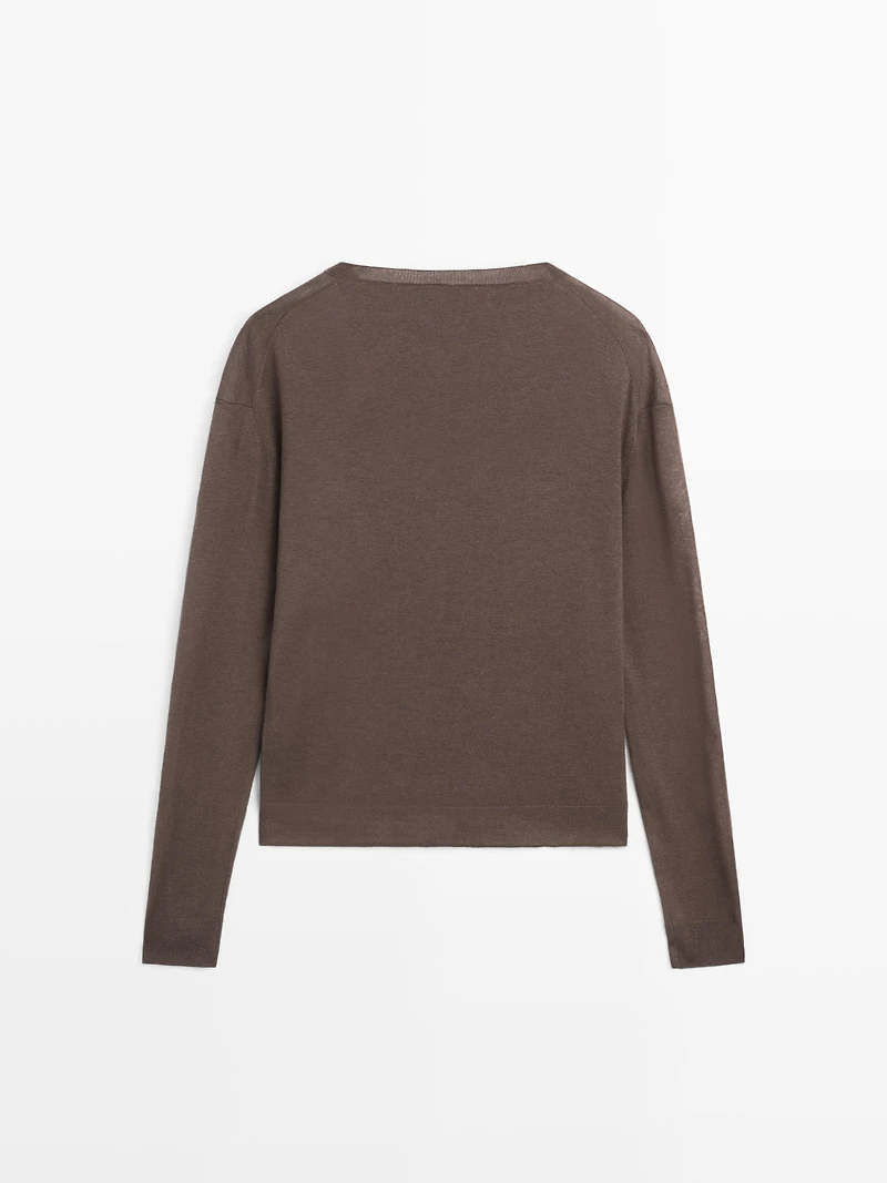 Silk and wool blend knit sweater