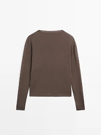 Silk and wool blend knit sweater